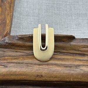 Signed Vintage Gold-tone BERGERE U-shape Brooch Pendant Modernist 1.5"